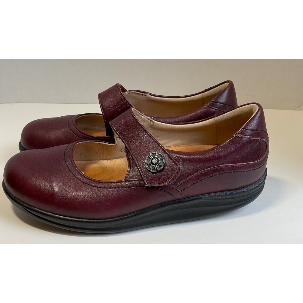 Finn Comfort Burgundy Leather Mary Jane Shoes Made in Germany Womens 7.5 4.5 UK